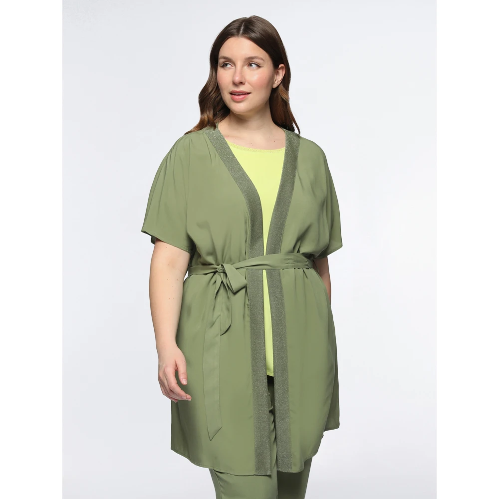 Fiorella Rubino Lange Blouse met Riem van Ecovero™ Viscose Green Dames