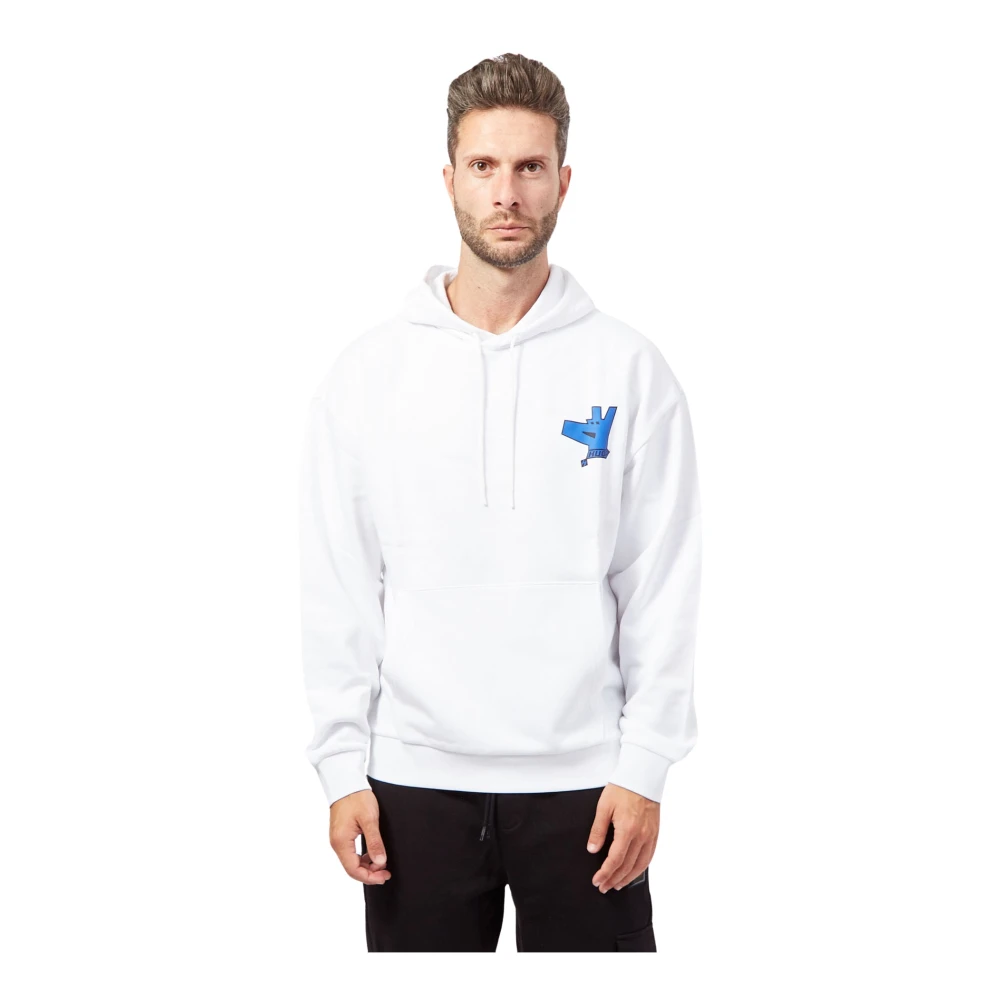 Hugo Boss Grafische Logo Hoodie Straight Fit Collectie White Heren