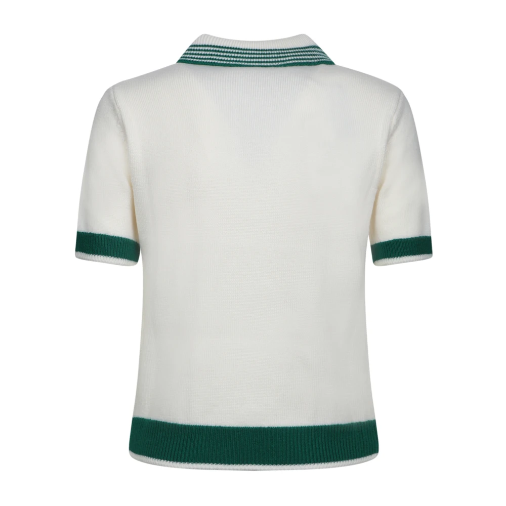 Casablanca Groene Kraag Tennis Polo Shirt White Dames