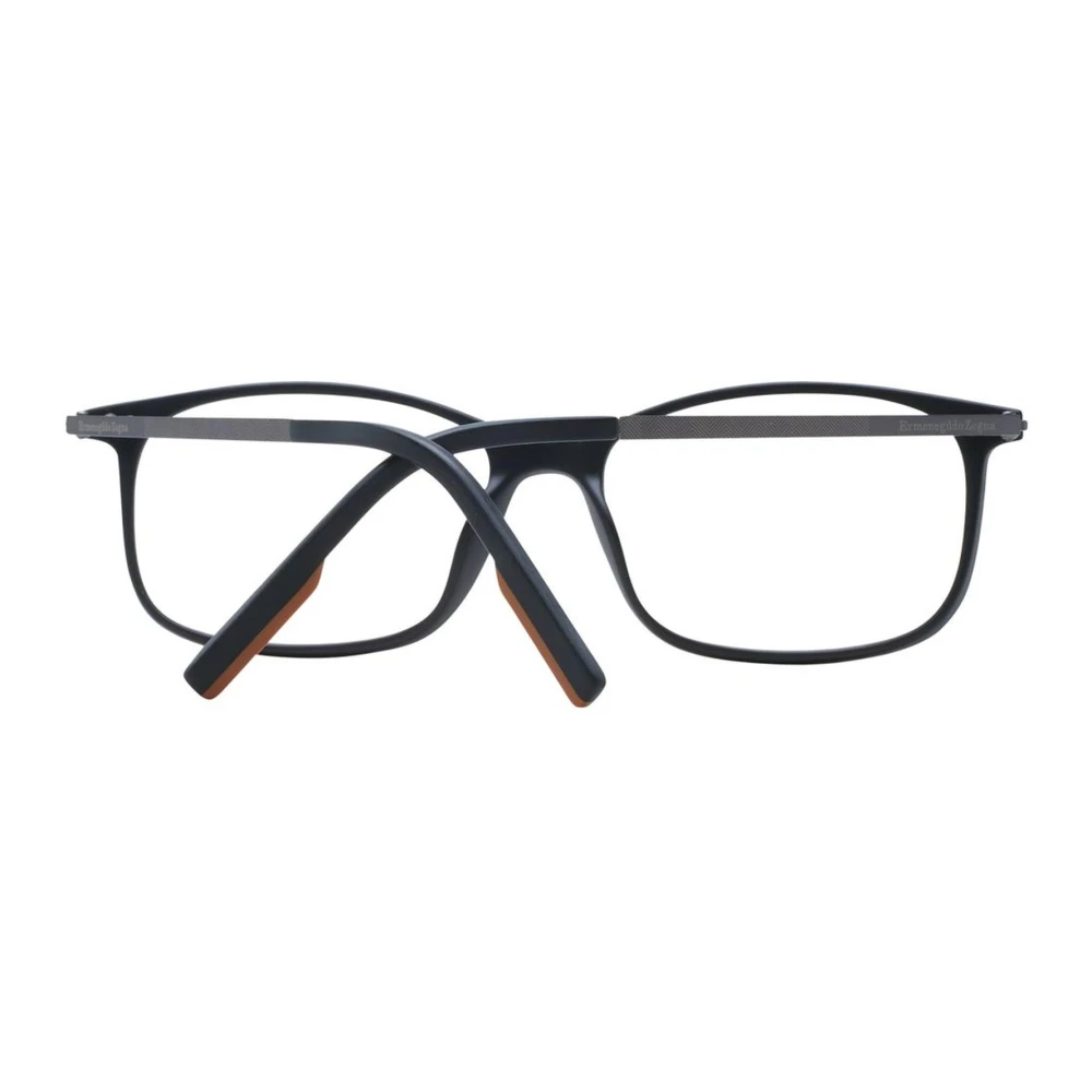 Ermenegildo Zegna Zwarte Titanium Rechthoekige Optische Monturen Black Heren
