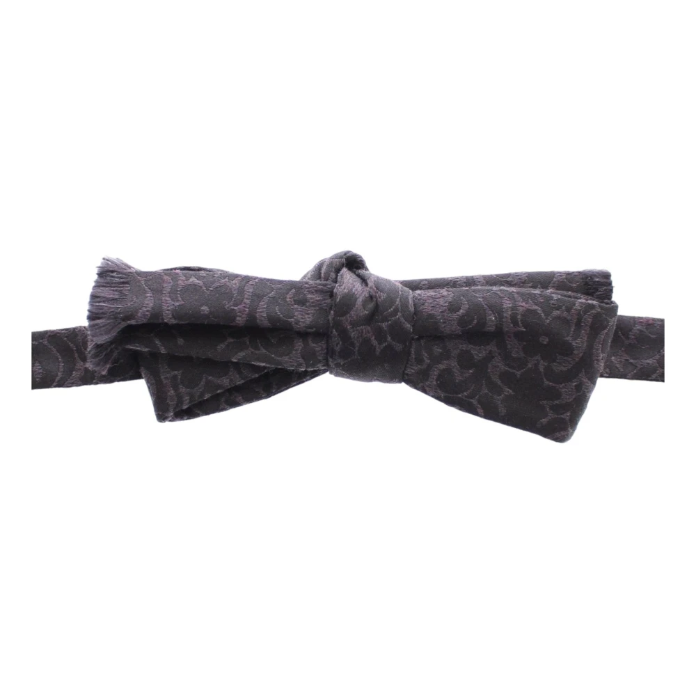 Dolce & Gabbana Elegante Zwarte Paisley Zijde-Wol Vlinderdas Black Heren