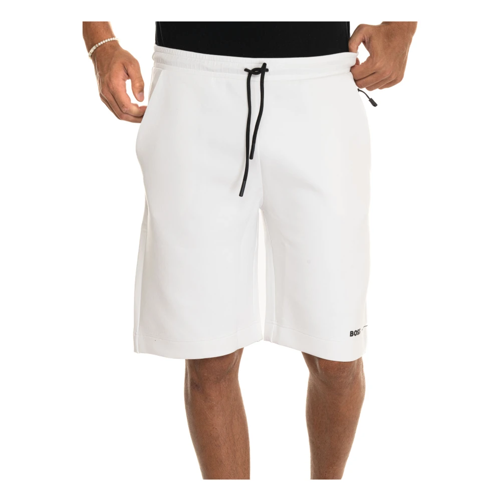 Boss Stretchstof trekkoord shorts met zakken White Heren