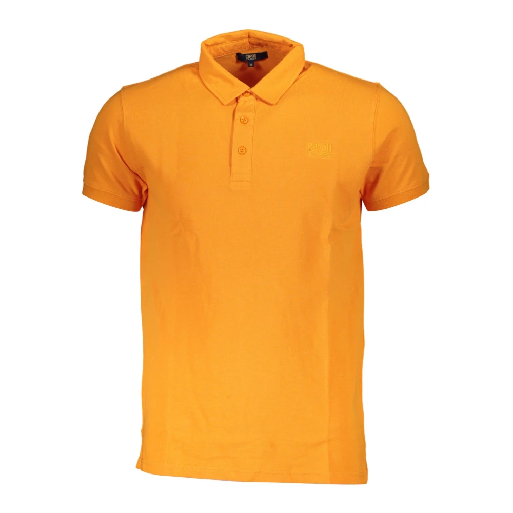 Cavalli Class Oranje Katoenen Poloshirt met Borduurwerk Orange Heren