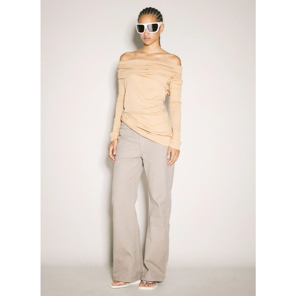Entire Studios Off-Shoulder Gedrapeerde Top Beige Dames