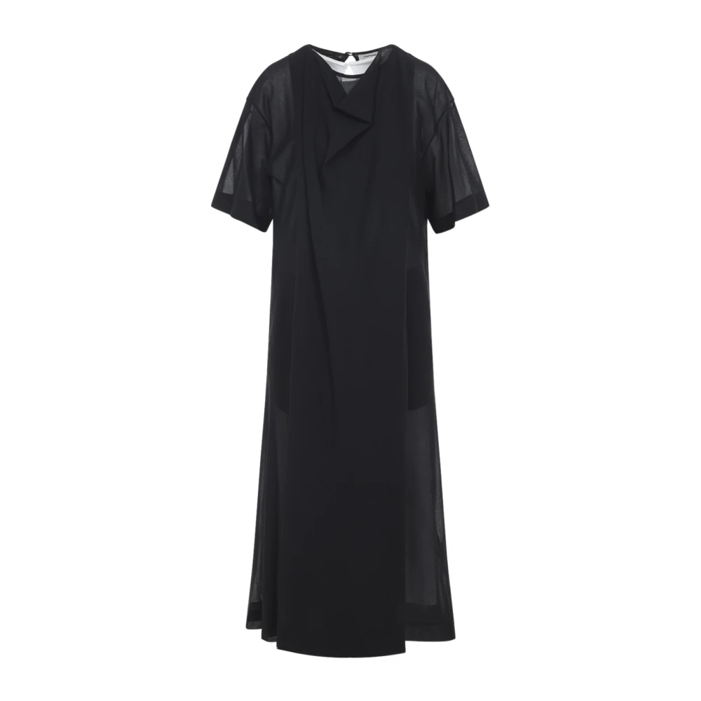 Carven Women's Black Sheer Draped Midi Dress - Maxi Dresses - Xs - Dresses