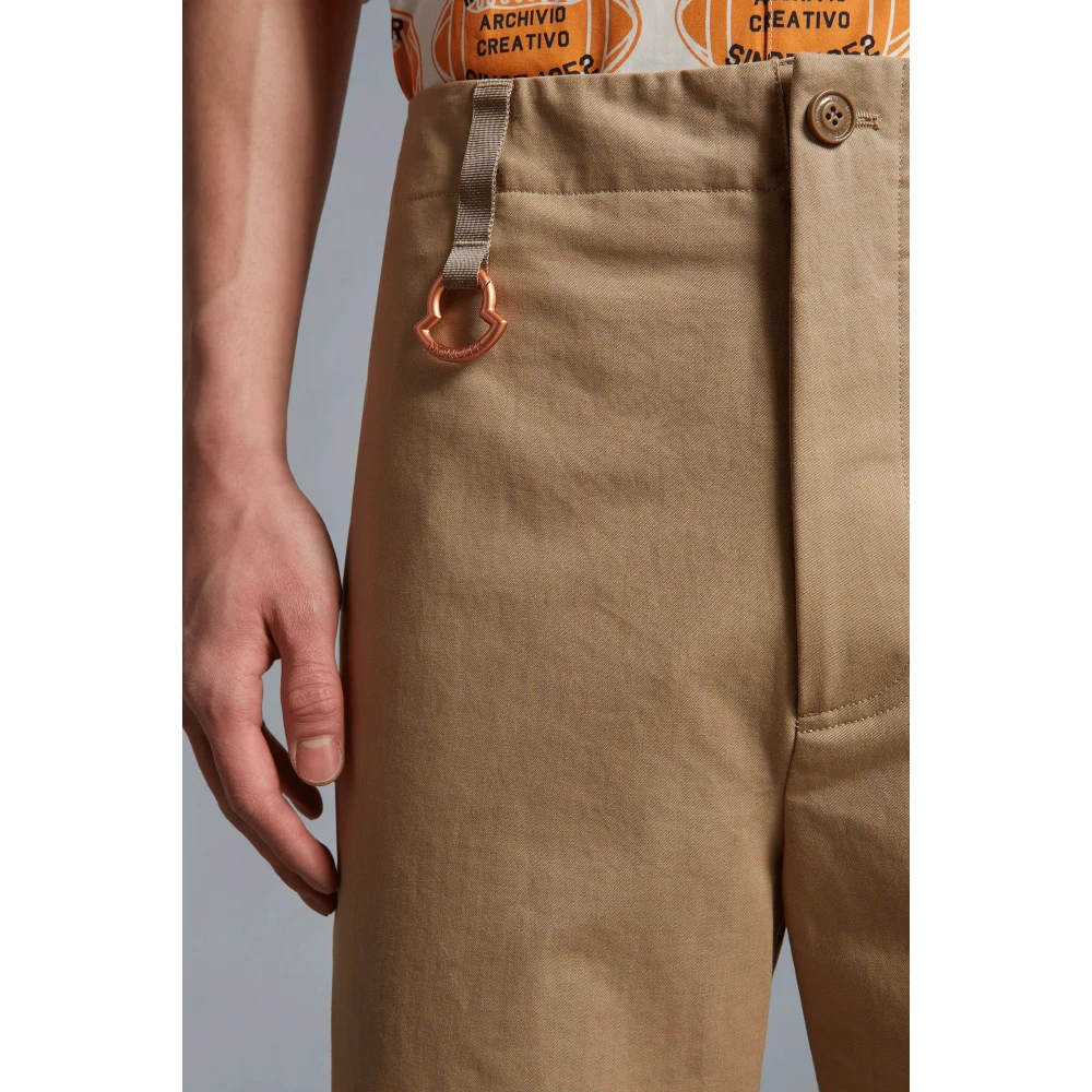 Moncler Beige Sable Gabardine Short Chino Stijl Brown Heren