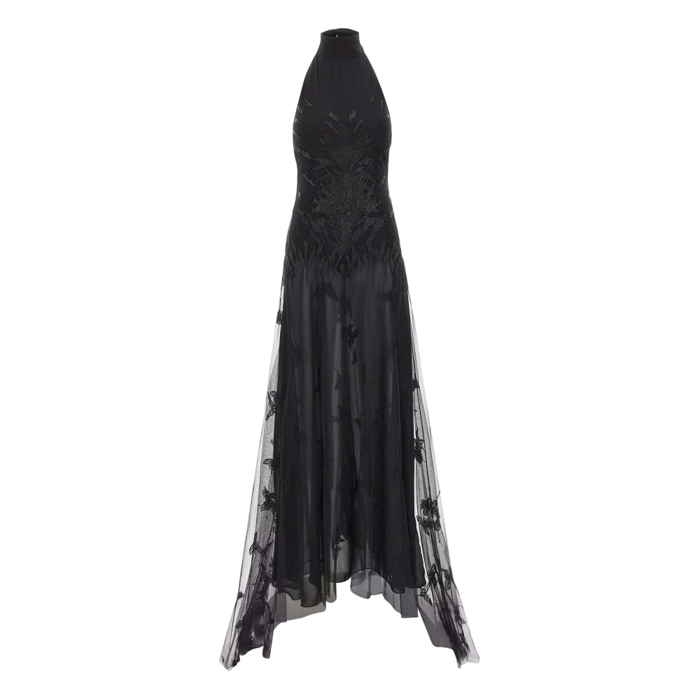 Blumarine Women's Black Embroidered Tulle Maxi Dress - Gowns - Xs - Dresses