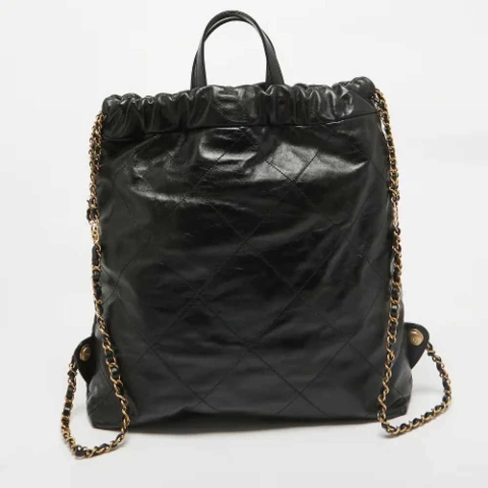 Chanel Vintage Pre-owned Leather backpacks Black Dames