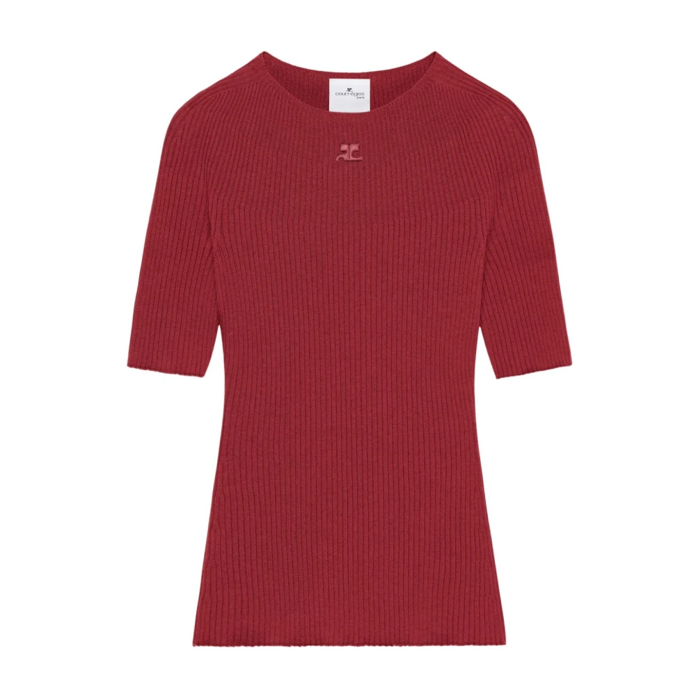 Courrèges Gebreide Trui Logo Patch Red Dames