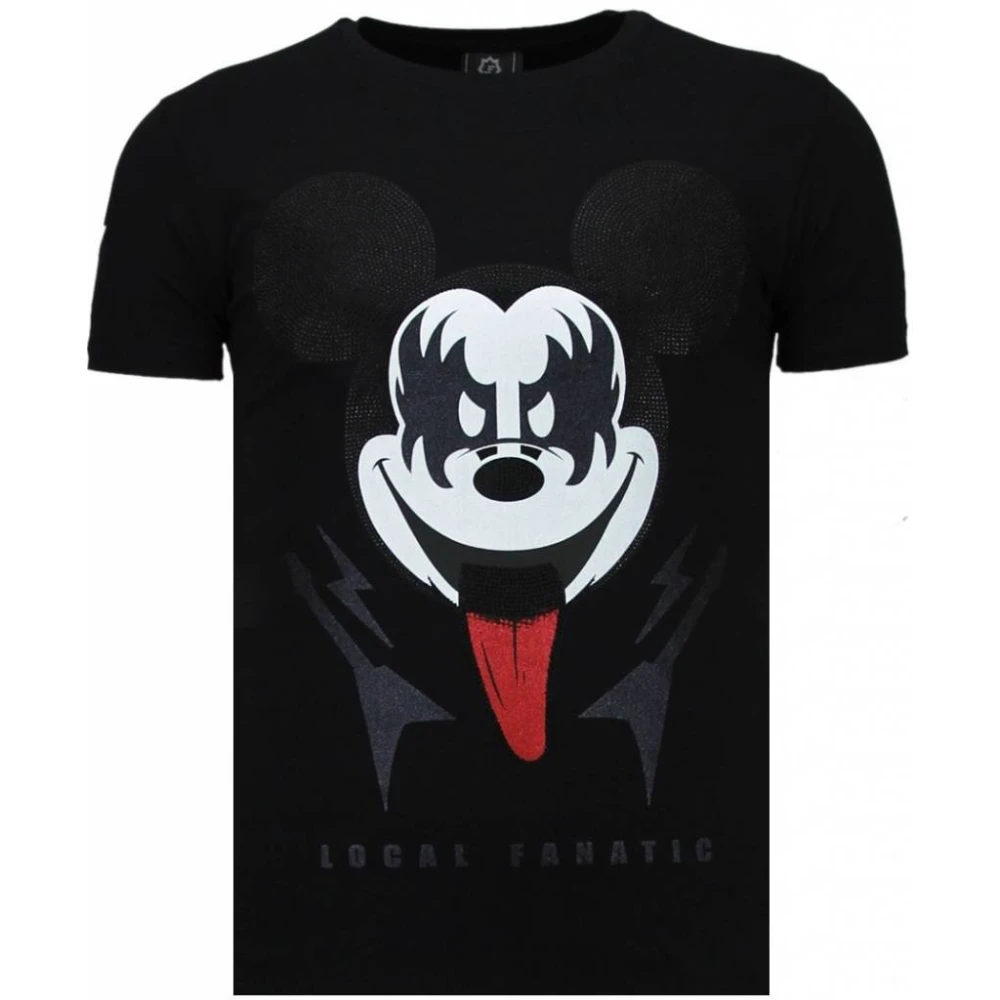 Local Fanatic Kiss My Mickey Rhinestone - Herr T-shirt - 5771Z Black, Herr