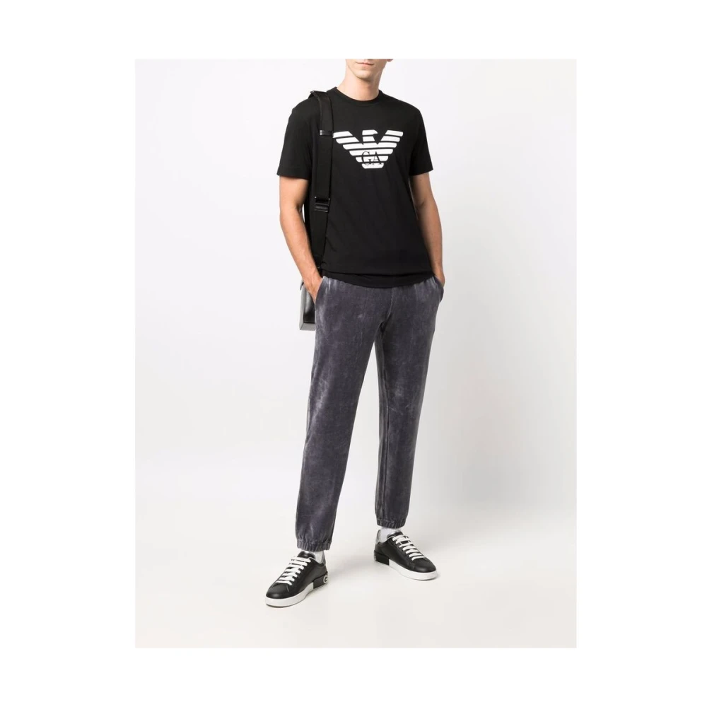 Emporio Armani Logo-print Zwart Katoenen T-shirt Black Heren