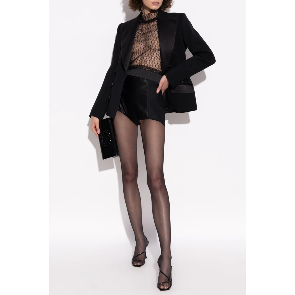 Dolce & Gabbana Kanten top met opstaande kraag Black Dames