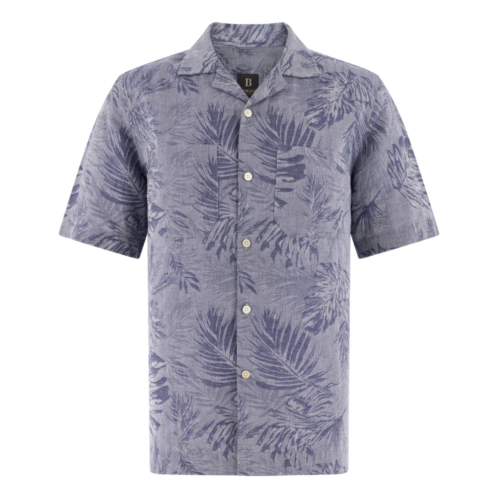 Boggi Milano Mannelijk Blauw Overhemden Heren, 2XL, Katoen, Regular Fit Linnen En Katoenen Overhemd