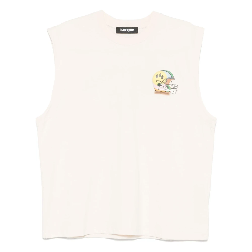 Barrow Katoenen Mouwloze T-shirt met Ronde Hals White Heren