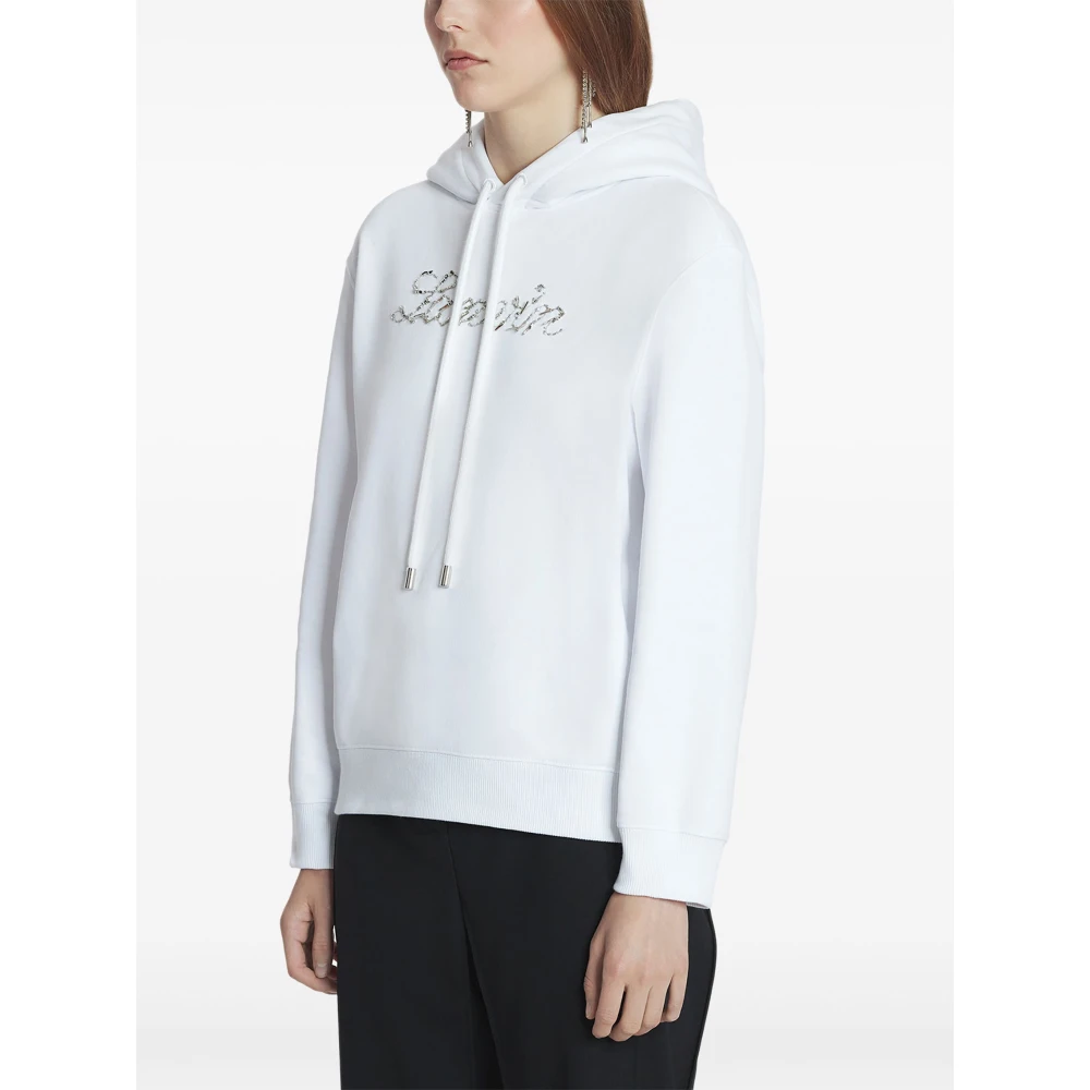 Lanvin Geborduurd Manuscript Logo Hoodie White Dames
