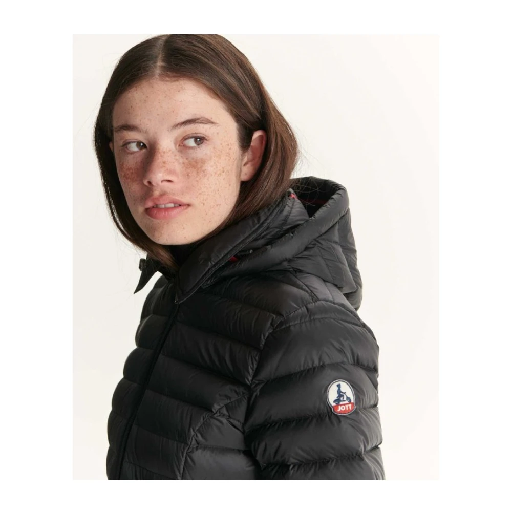 Jott Capuchon Halflange Gewatteerde Jas Black Dames