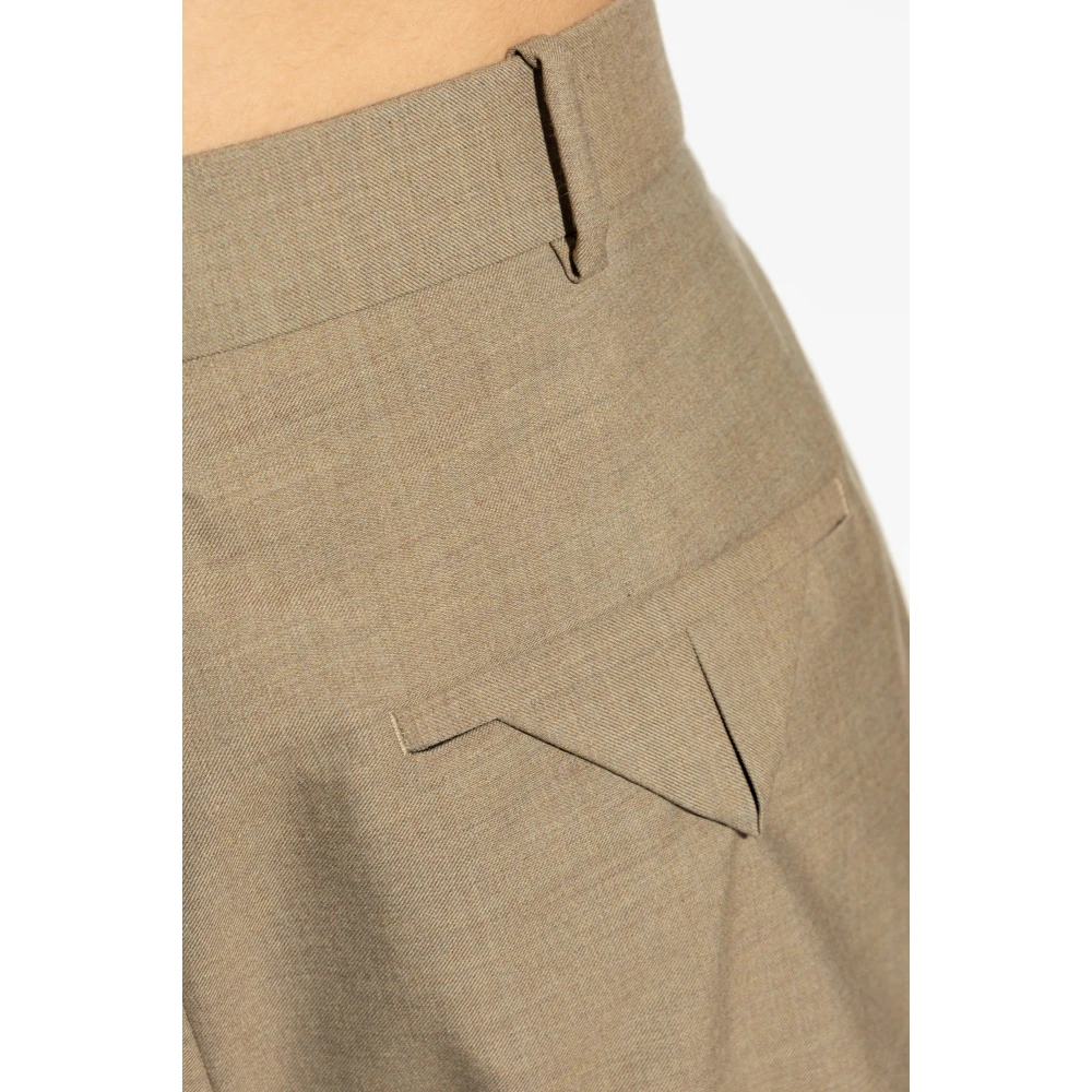 Bottega Veneta Wollen broek met vouw Brown Heren