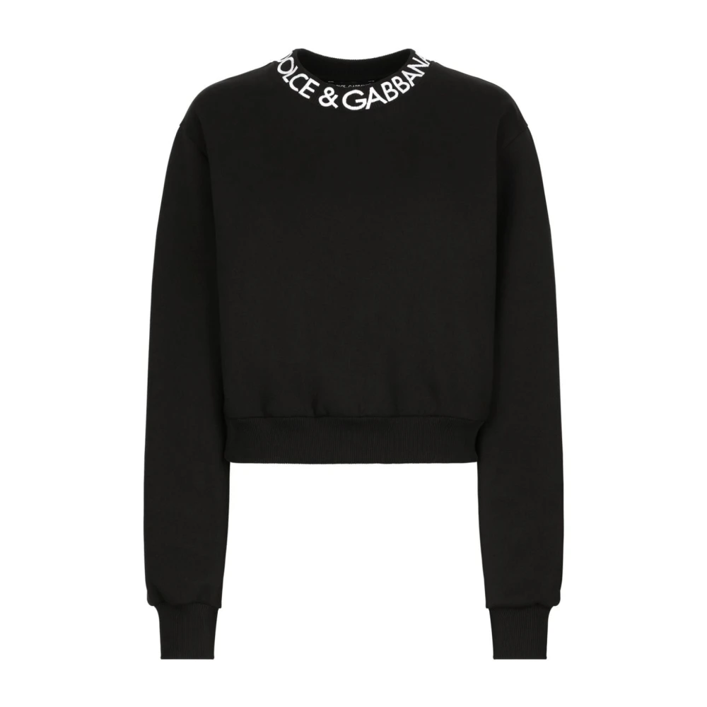 Dolce & Gabbana Zwarte Sweatshirt met Lange Mouwen en Logo Black Dames