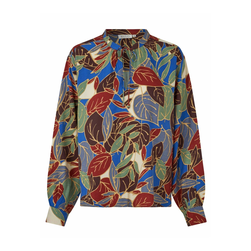 Masai Kleurrijk Shirt met Lange Mouwen en Mandarin Kraag Multicolor Dames