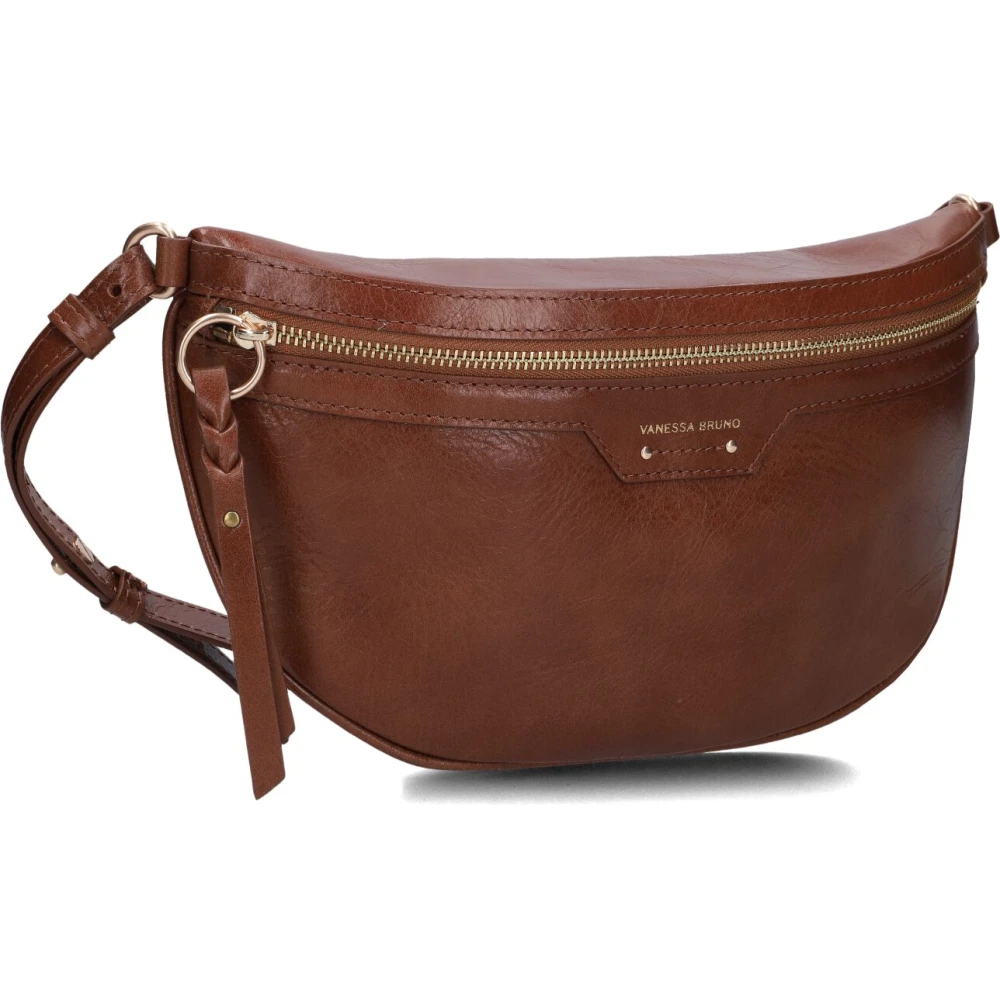Vanessa Bruno Leren Schoudertas in Cognac Brown Dames