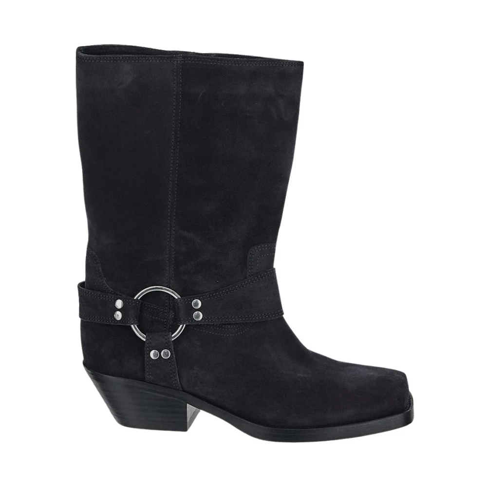 Isabel marant Fluwelen Kalfsleren Bikerlaarzen Black Dames