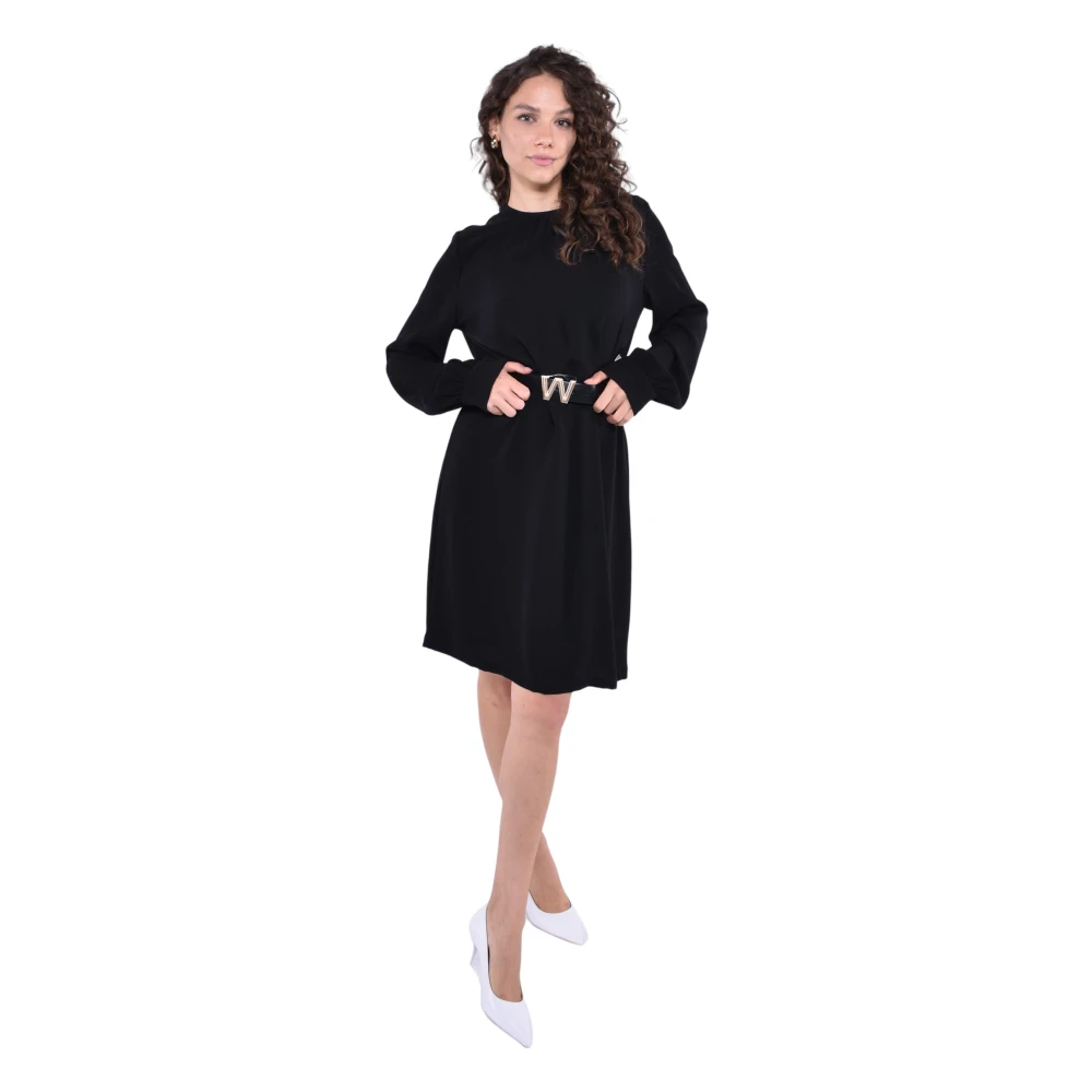 Max Mara Studio Korte cady jurk met lantaarnmouwen Black Dames