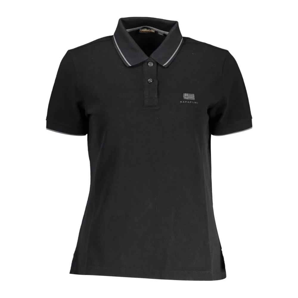 Napapijri Women's Black Short Sleeve Polo Shirt - Polo Shirts - L - Tops