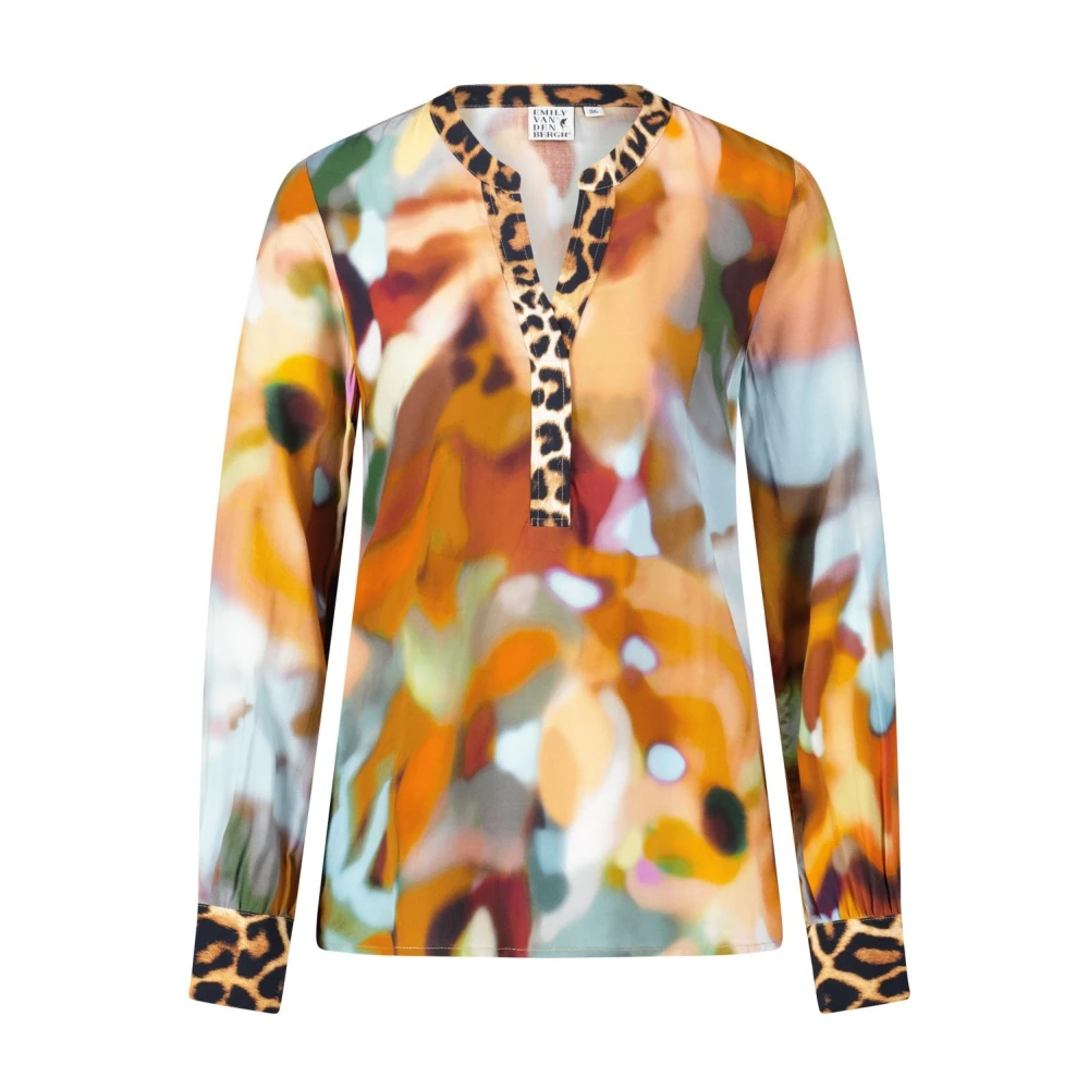 Emily Van den Bergh Blouse Shirt met Luipaardaccenten Multicolor Dames