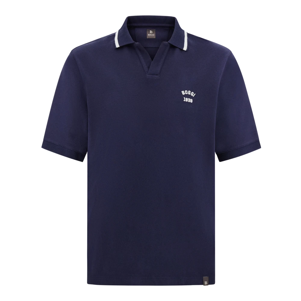Boggi Milano Homme Bleu Tops, Taille: 2XL Polo En Piqué De Coton