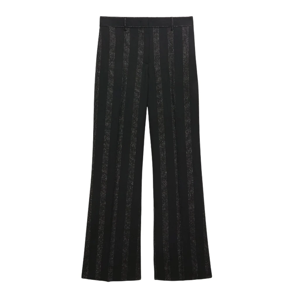 Msgm Verticale Streep Wijde Pijp Broek Black Dames