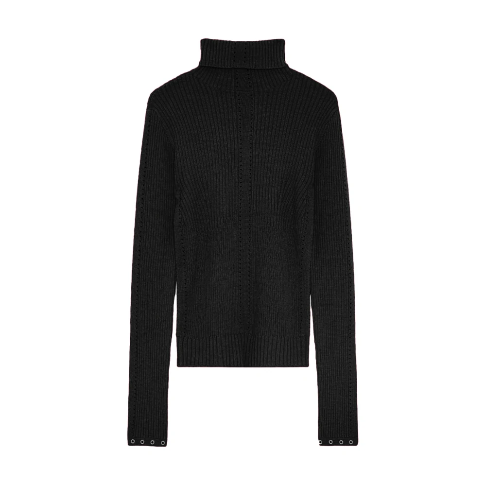PATRIZIA PEPE Zwarte Trui met Metalen Details Black Dames