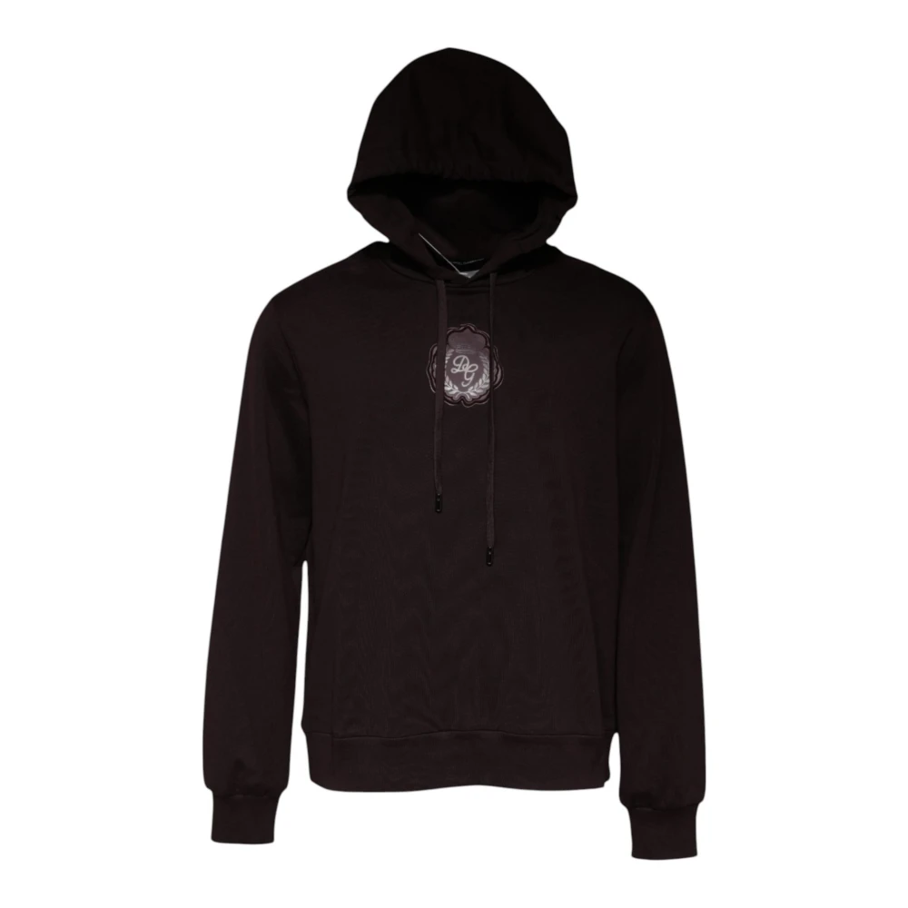 Dolce & Gabbana Bruine Katoenen Logo Hoodie Brown Heren