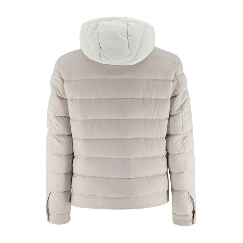 Eleventy Ultralight Down Jacket with High Collar Beige Heren