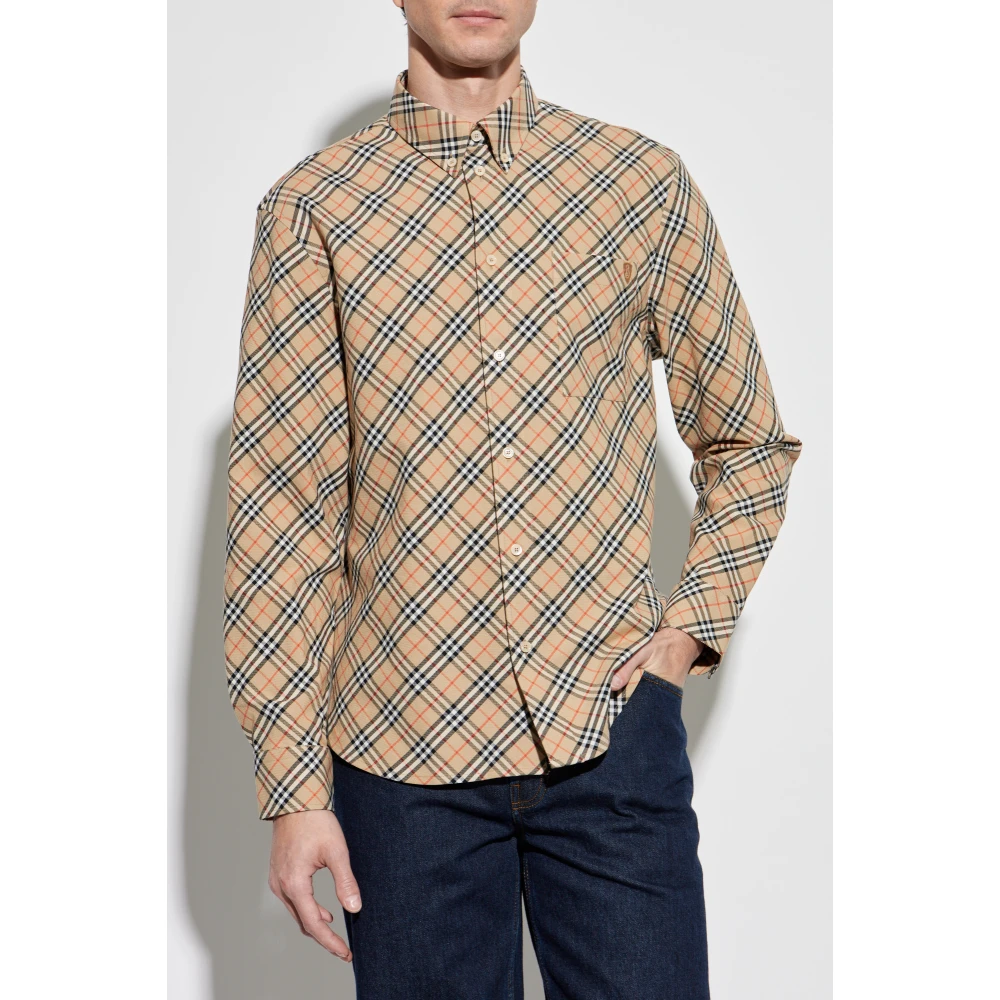 Burberry Geruite overhemd Beige Heren