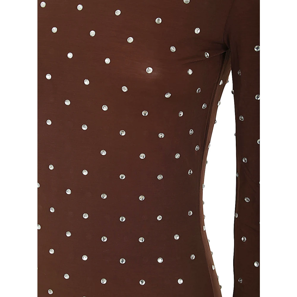 Paco Rabanne Solid Second Skin Jersey Top Brown Dames