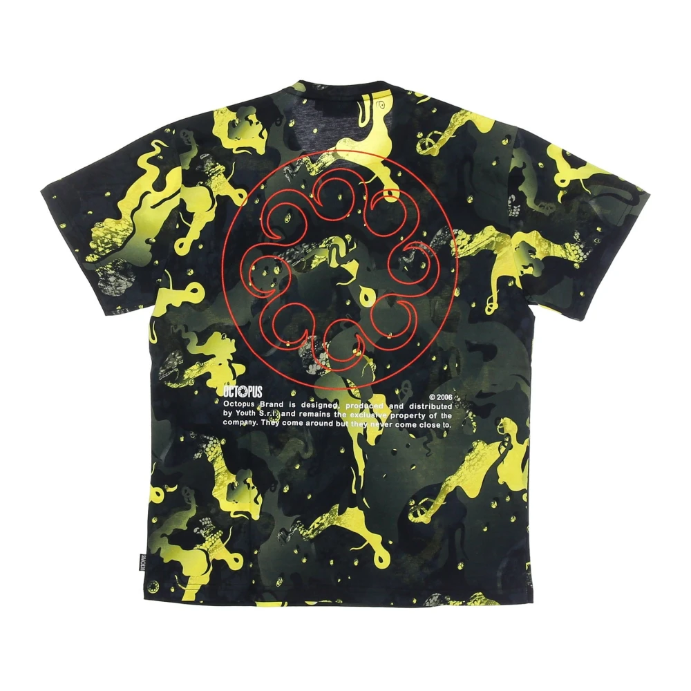 Octopus Camo Tee Geel Zwart Korte Mouw Shirt Multicolor Heren