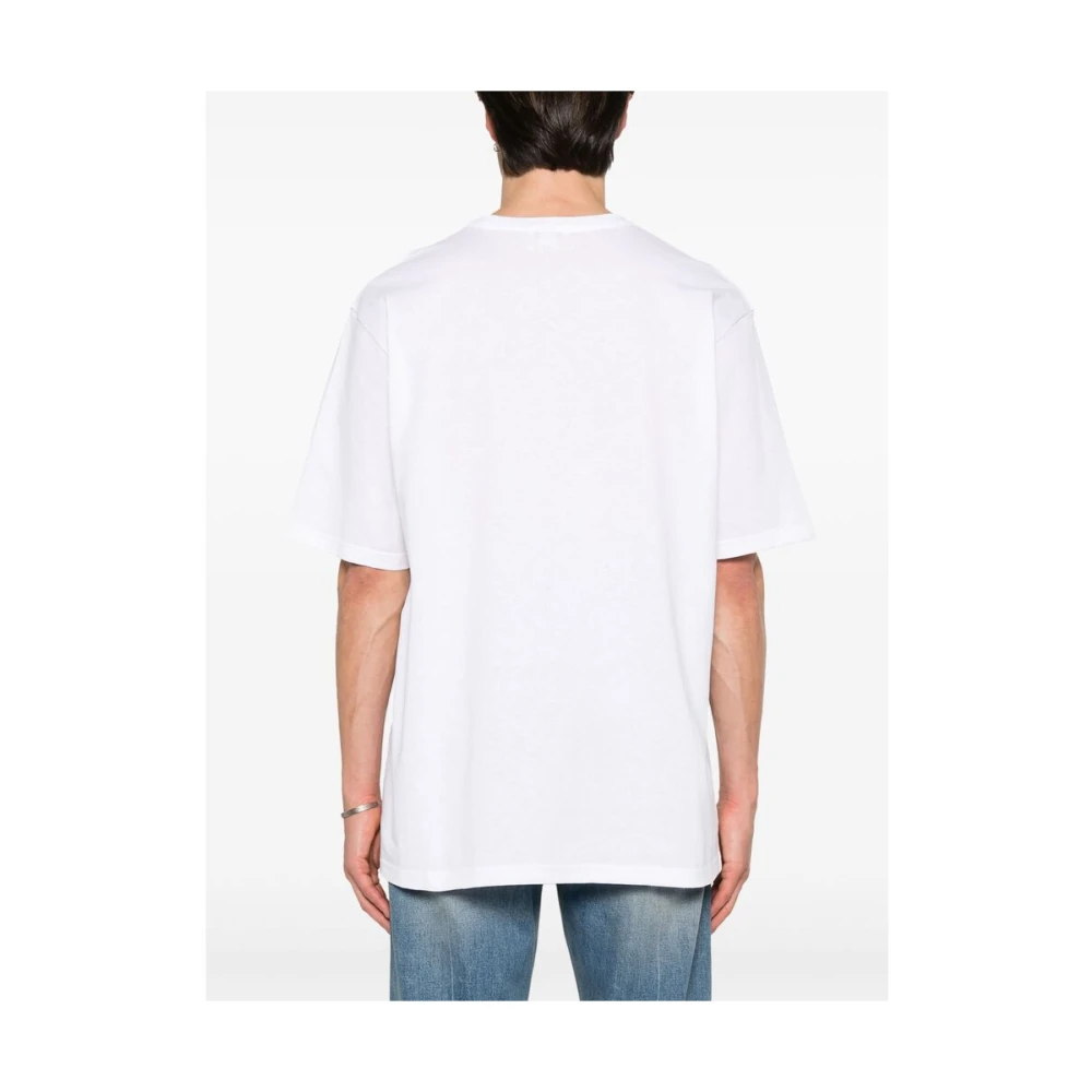 alexander mcqueen Wit Logo Geborduurde Crew Neck T-shirt White Heren