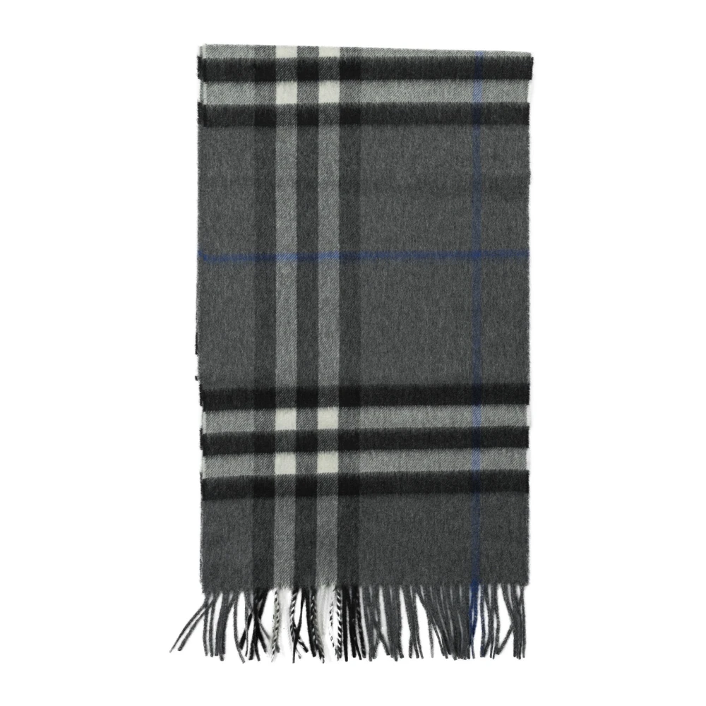 Burberry Gray Winter Scarves, Male, One Size, Check Cashmere Scarf