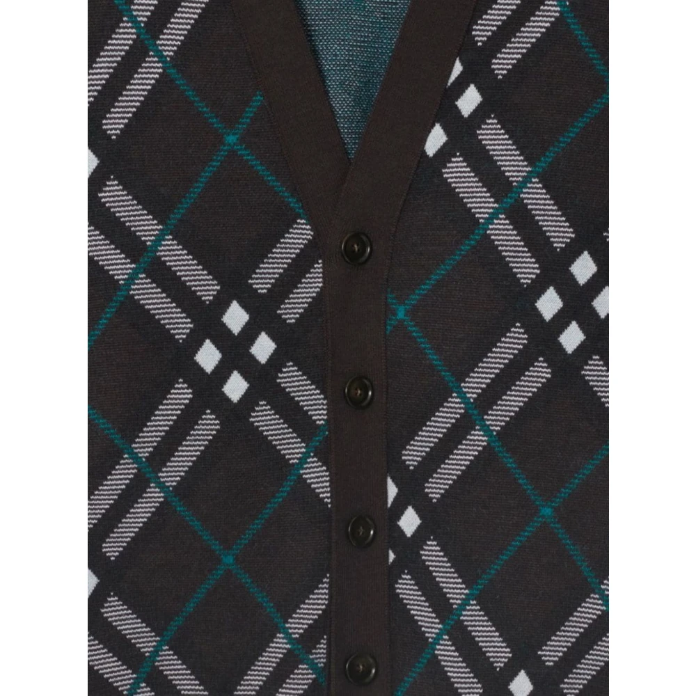 Burberry Groen Geruit Kasjmier Vest Trui Green Heren