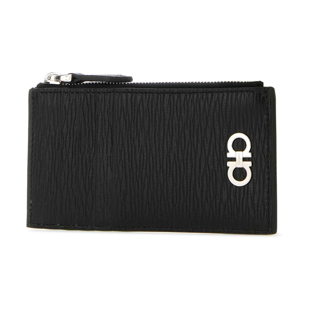 Salvatore Ferragamo Zwarte leren kaarthouder met Gancini Black Heren