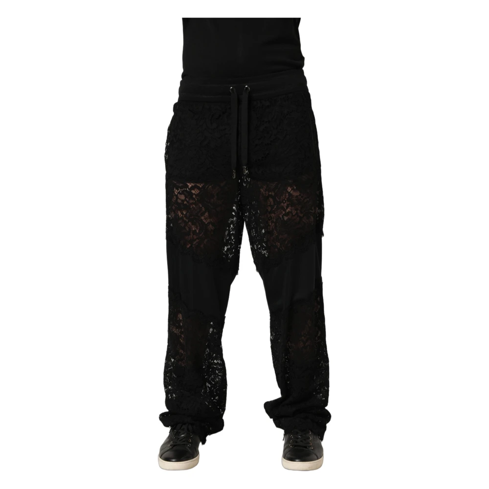 Dolce & Gabbana Men's Black Wide Trousers, M, Jogger Trousers