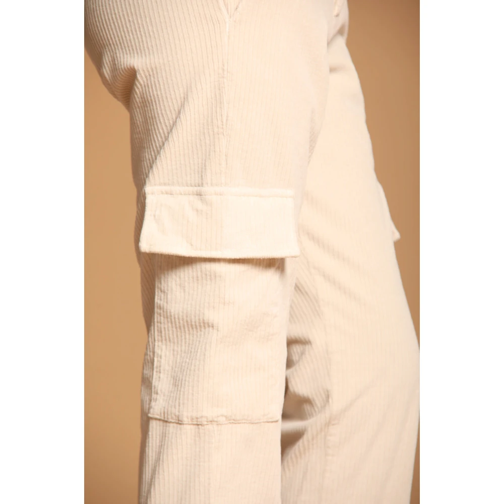 Mason's Velvet Cargo Broek Relaxte Pasvorm Stucco Beige Dames