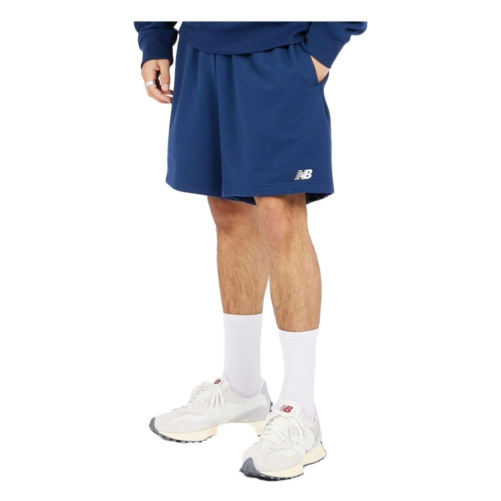 New Balance French Terry Short Shorts Blue Heren