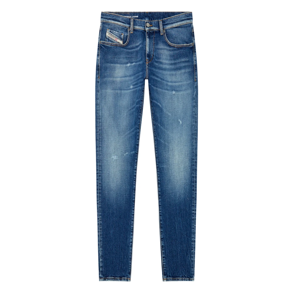 Diesel Blauwe Distressed Slim Fit Jeans Blue Heren