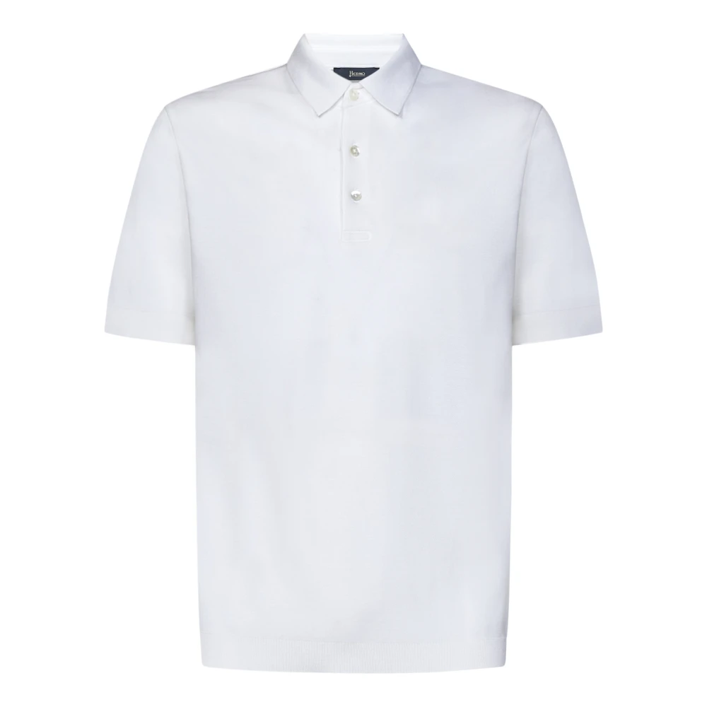 Herno Witte Tricot Polo Shirt White Heren