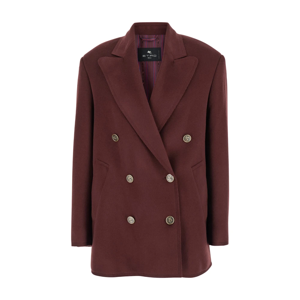 ETRO Bordeaux Oversize Caban Coat Red Dames