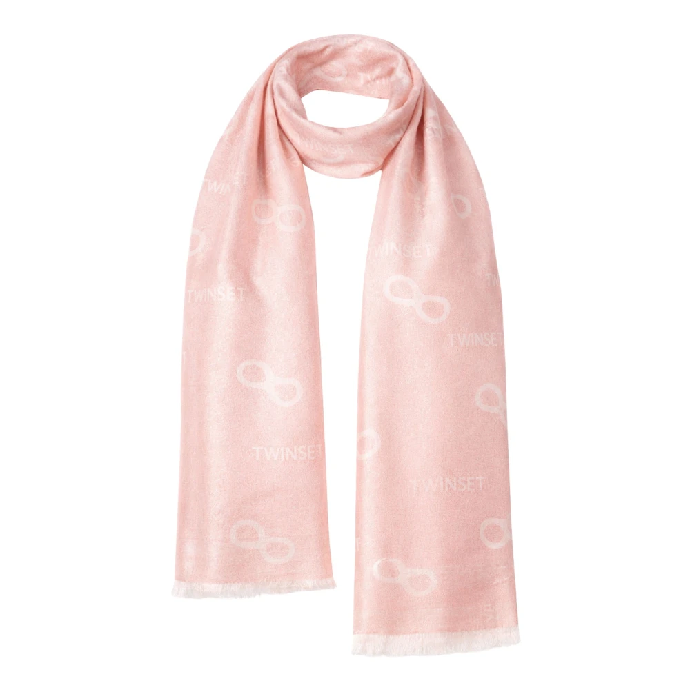 Twinset Women's Pink All Over Infinity Logo Jacquard Stole