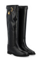 bottes-en-cuir-noir-avec-cadenas-dore