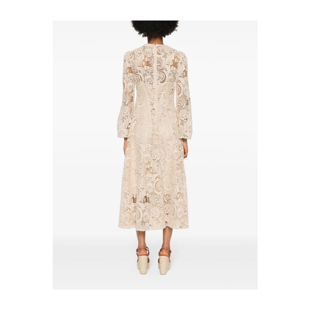 Zimmermann Elegante Kant Midi Jurk Beige Dames