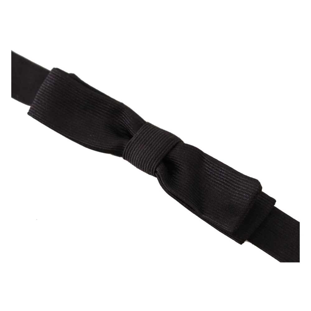 Dolce & Gabbana Elegante Zwarte Zijden Vlinderdas Black Heren